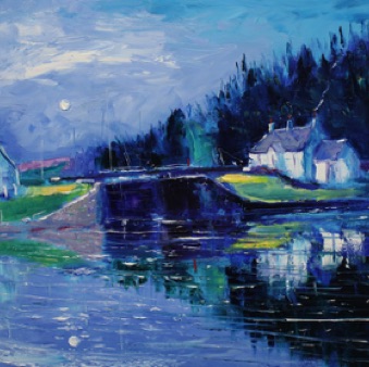 Eveninglight over Dunardry Crinan Canal 18x32